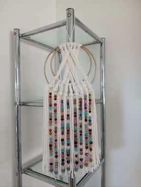 Boho Macramé Wall Hanging Dream Catcher  with Gemstone And Crystals Multicolor